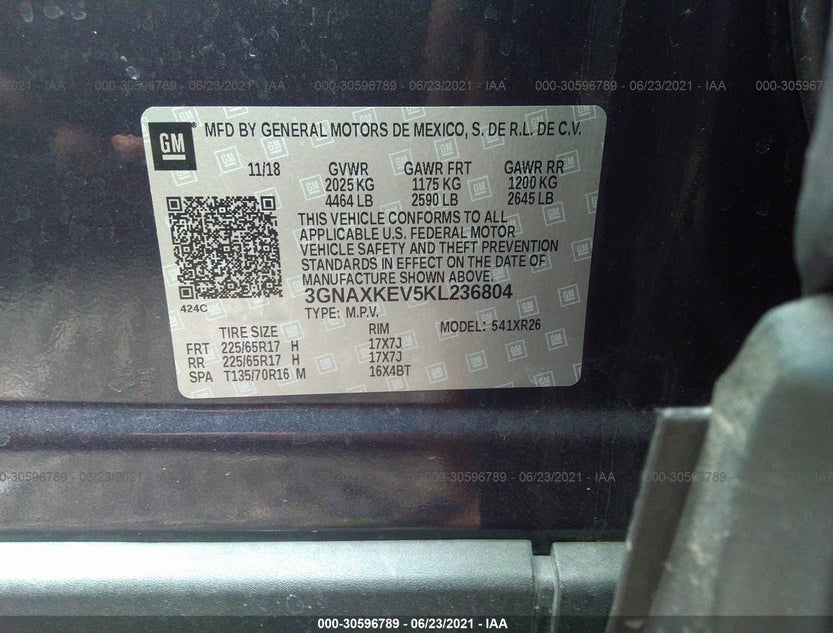 3GNAXKEV5KL236804