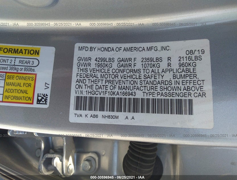 1HGCV1F10KA166943