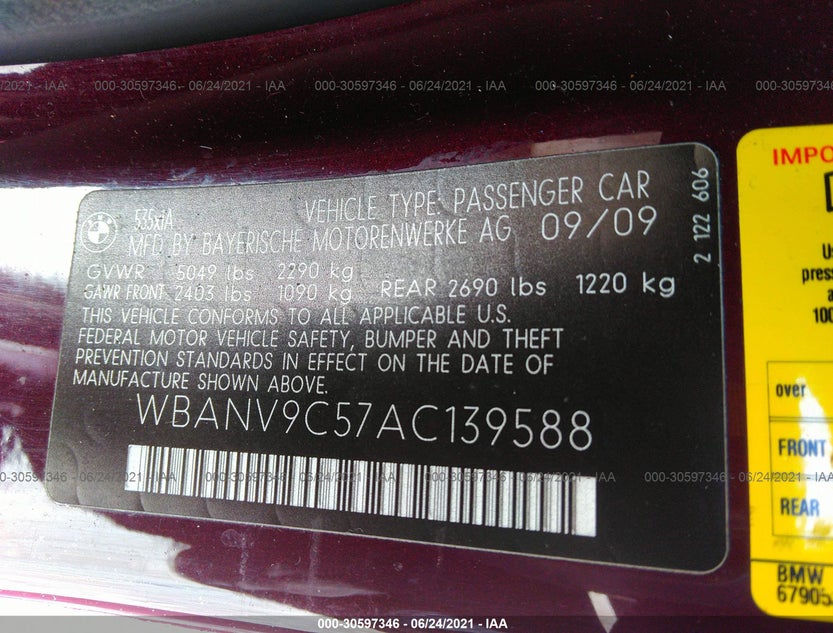 WBANV9C57AC139588