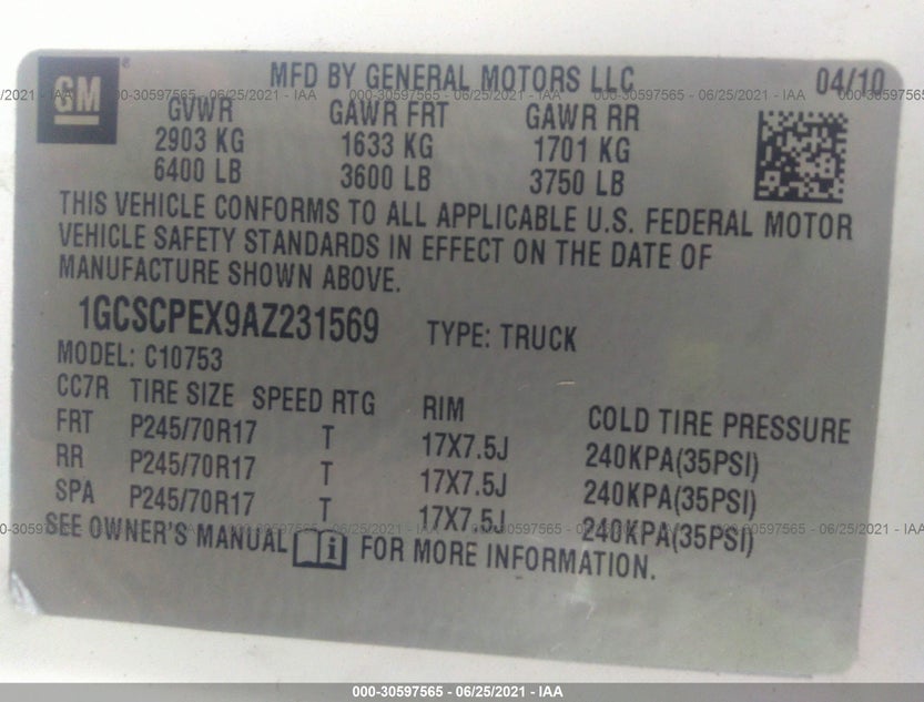 1GCSCPEX9AZ231569