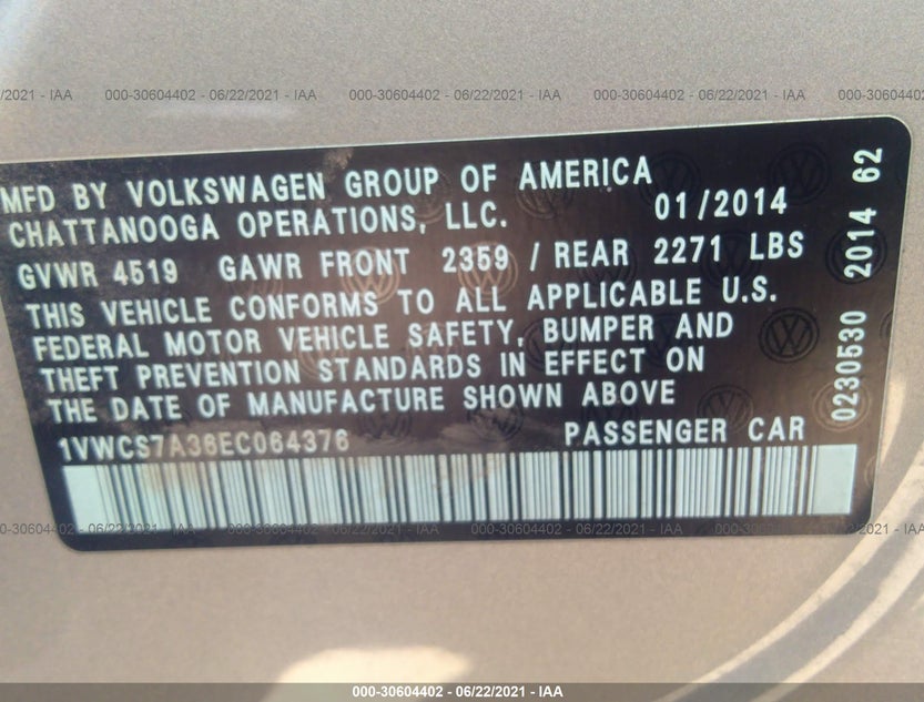 1VWCS7A36EC064376