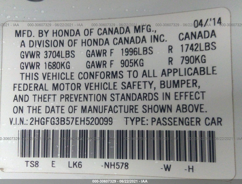 2HGFG3B57EH520099