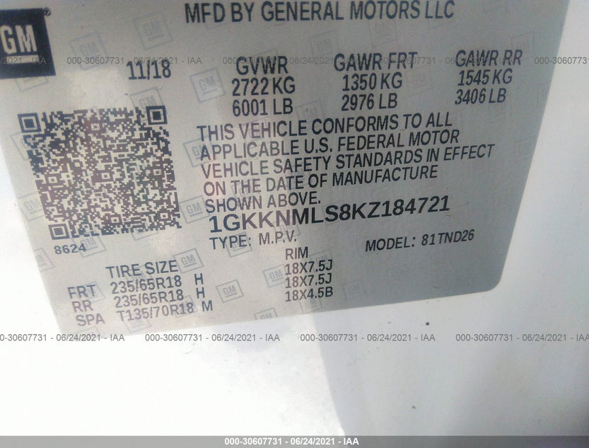 1GKKNMLS8KZ184721