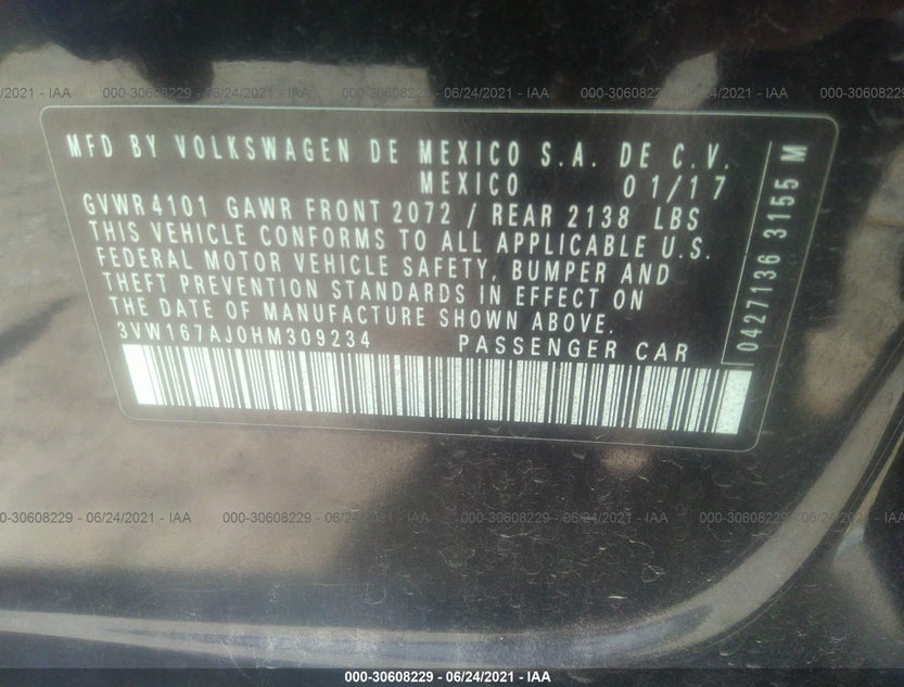 3VW167AJ0HM309234