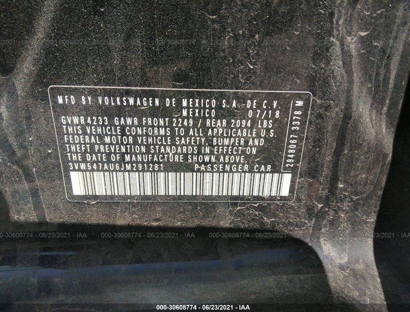 3VW547AU6JM291281