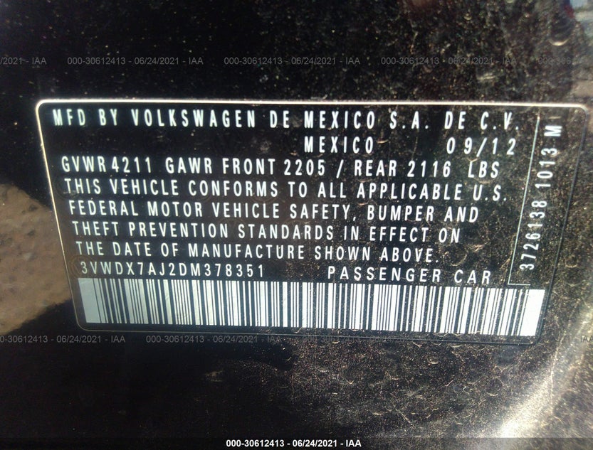 3VWDX7AJ2DM378351