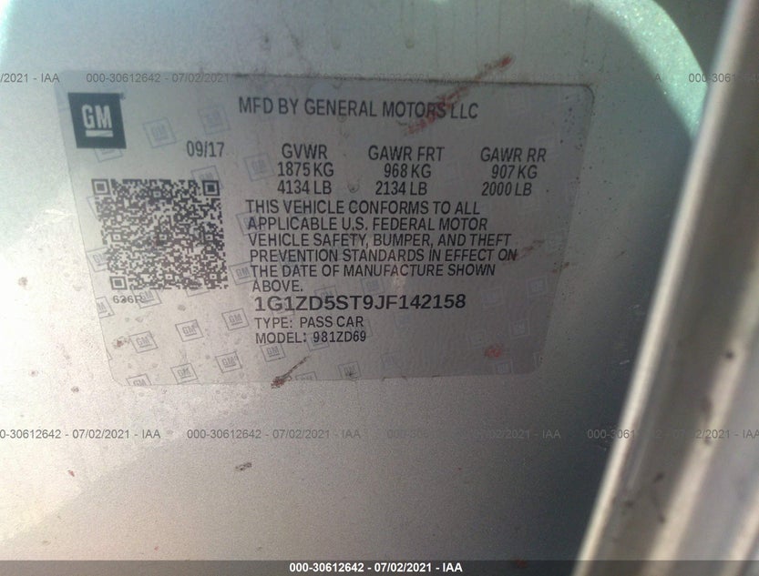 1G1ZD5ST9JF142158