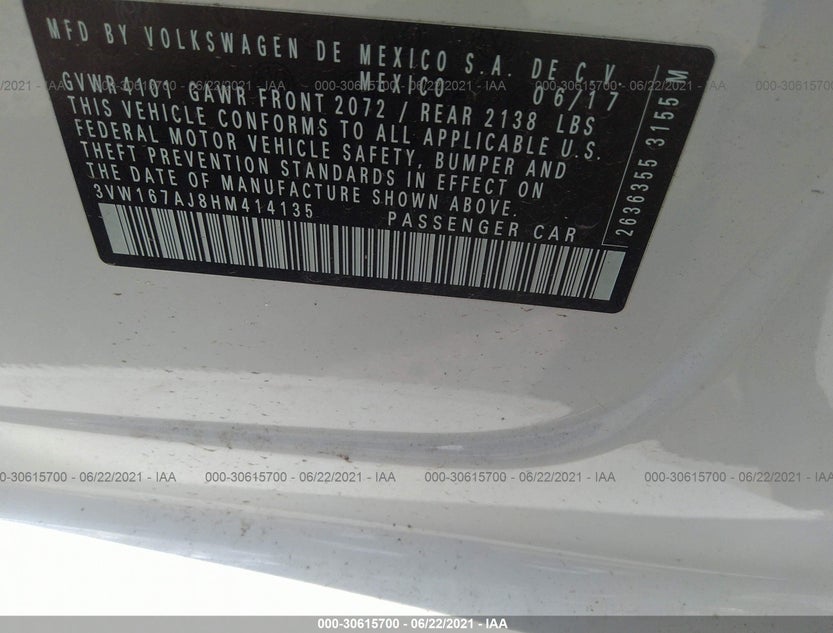 3VW167AJ8HM414135