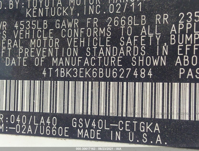 4T1BK3EK6BU627484