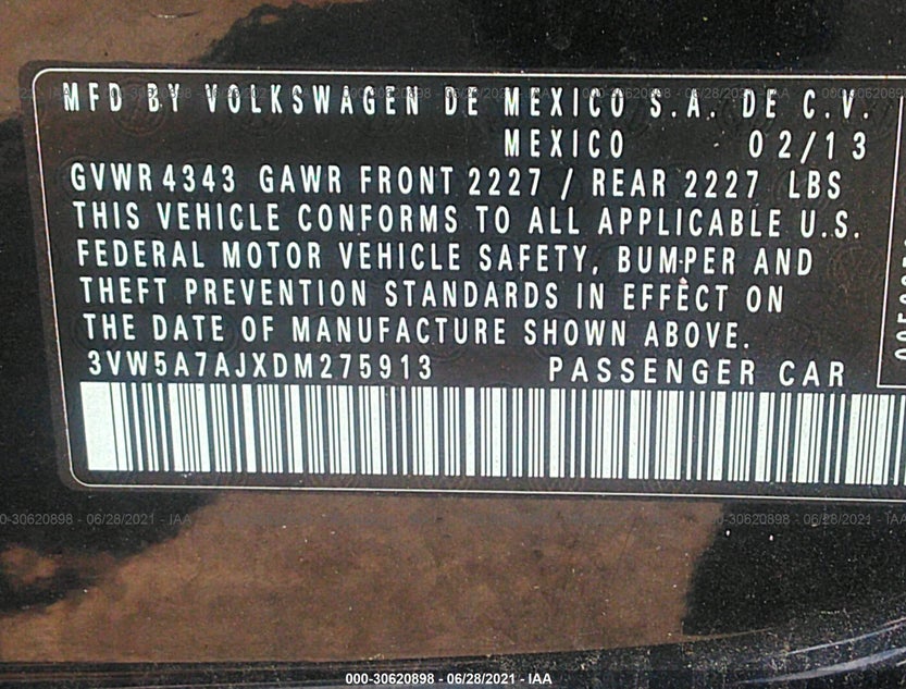 3VW5A7AJXDM275913