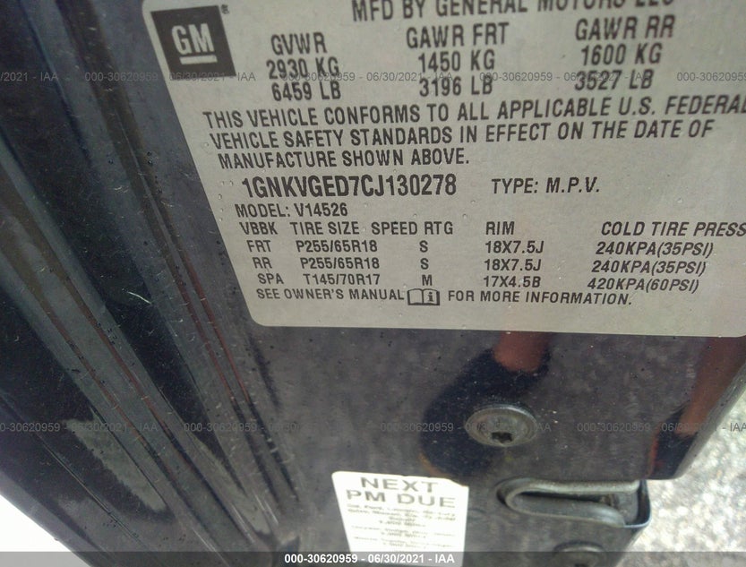 1GNKVGED7CJ130278
