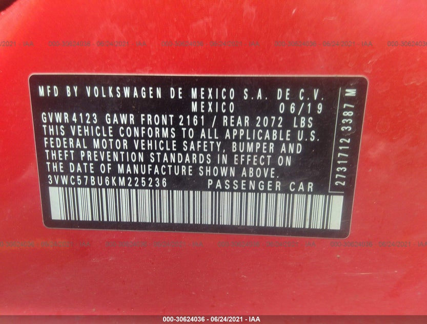 3VWC57BU6KM225236