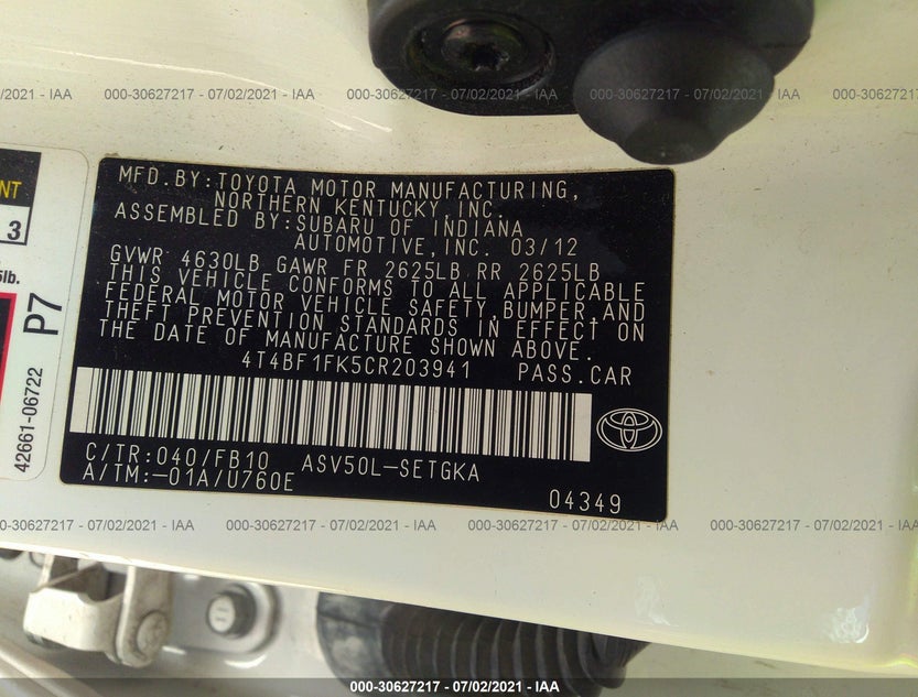 4T4BF1FK5CR203941