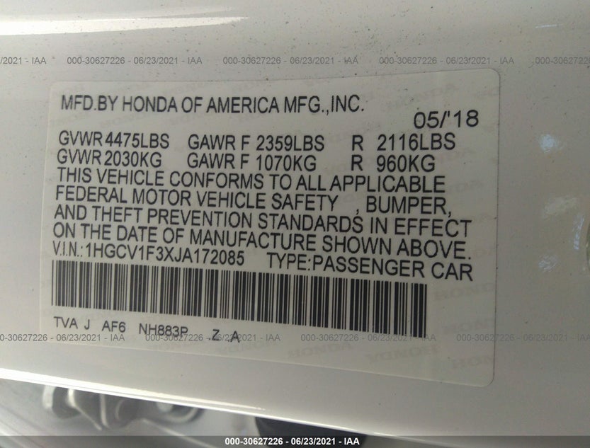 1HGCV1F3XJA172085