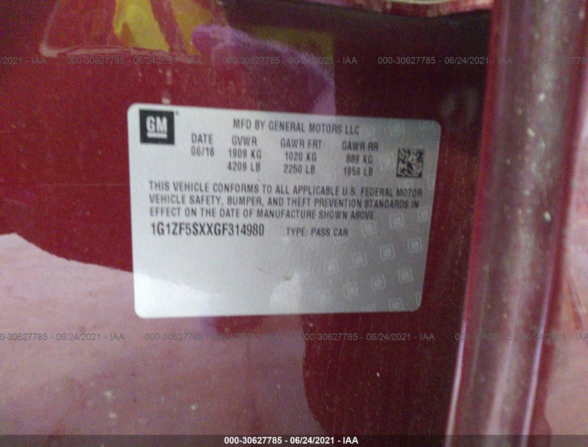 1G1ZF5SXXGF314980