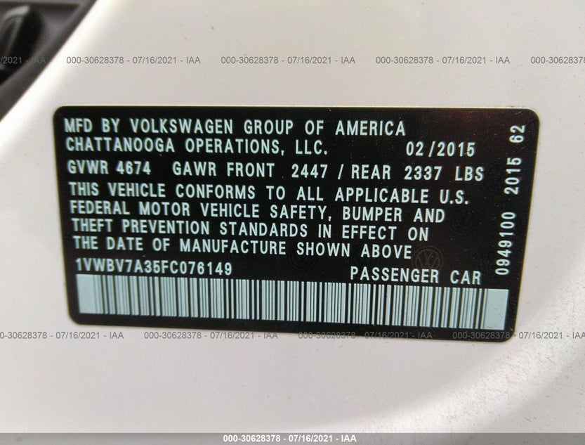 1VWBV7A35FC076149