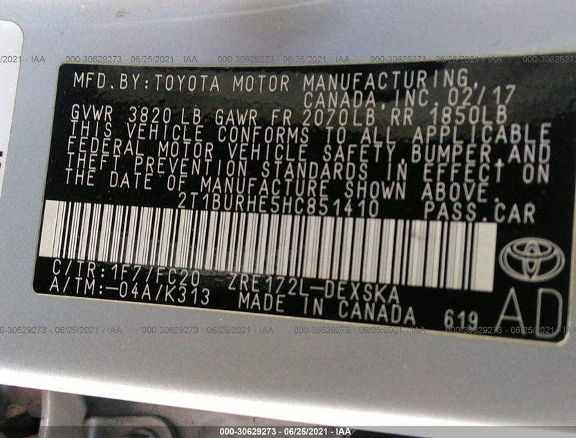 2T1BURHE5HC851410