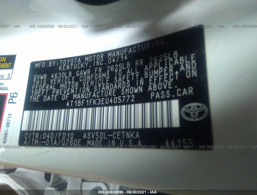 4T1BF1FK3EU405772