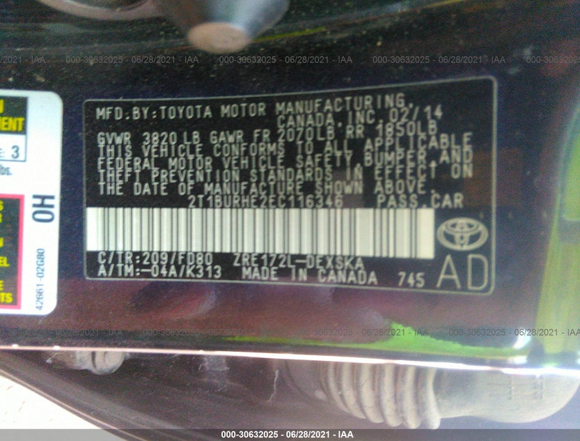 2T1BURHE2EC116346