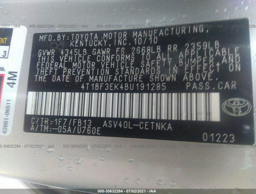 4T1BF3EK4BU191285