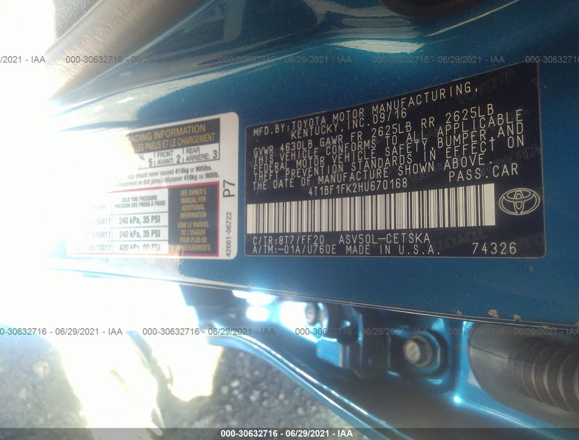 4T1BF1FK2HU670168