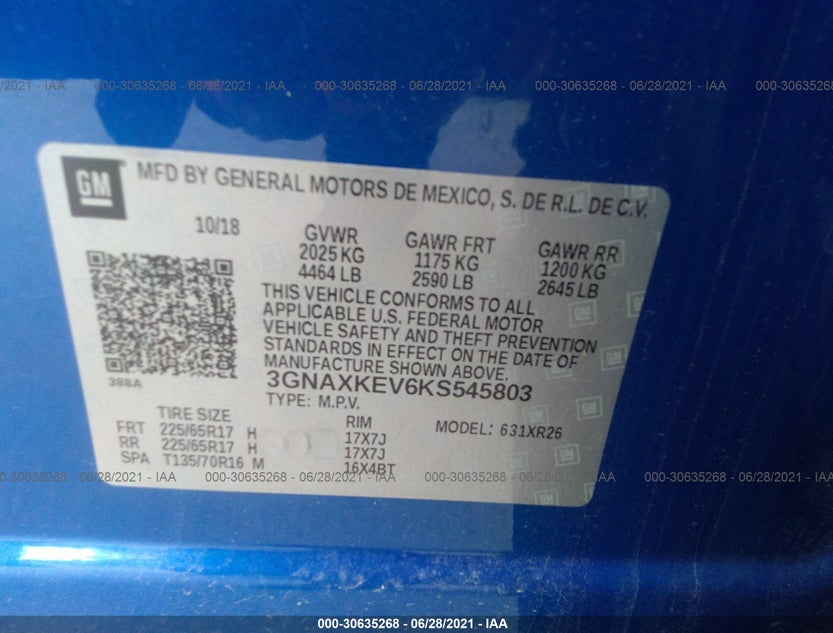 3GNAXKEV6KS545803