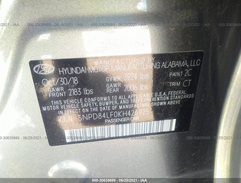 5NPD84LF0KH426925