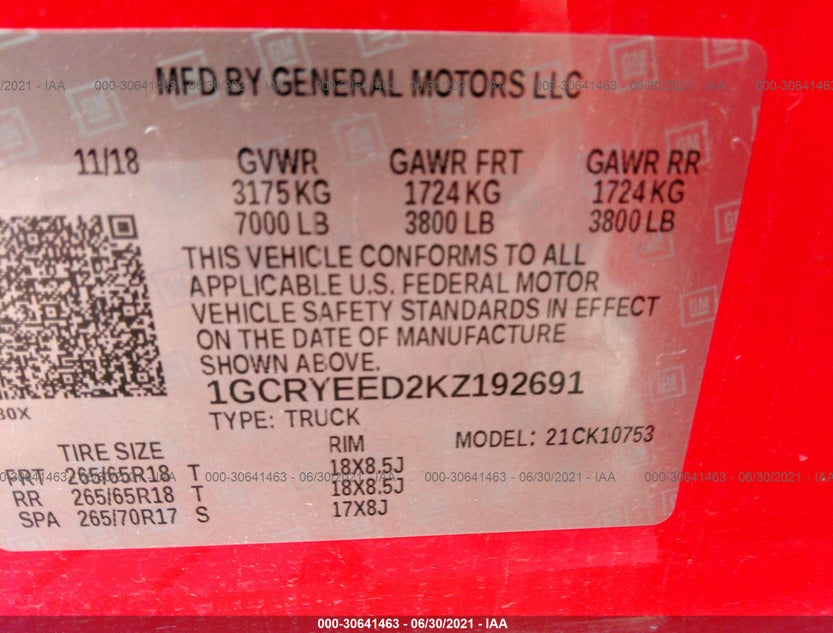 1GCRYEED2KZ192691
