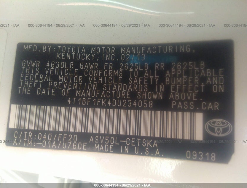 4T1BF1FK4DU234058
