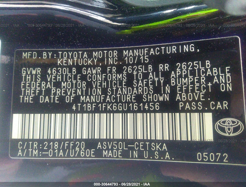 4T1BF1FK6GU161456