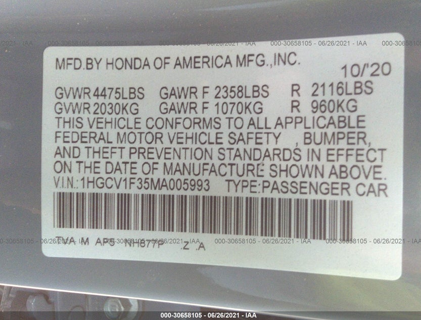 1HGCV1F35MA005993