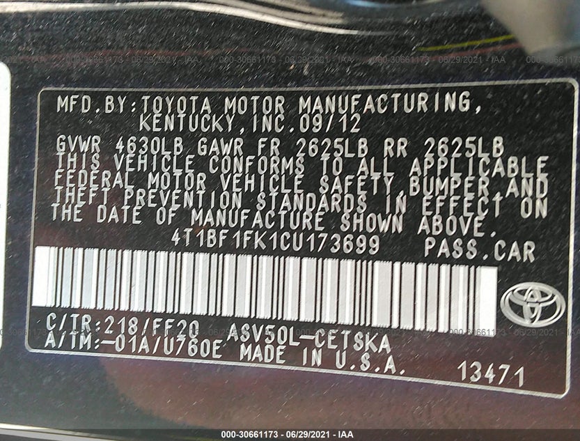 4T1BF1FK1CU173699