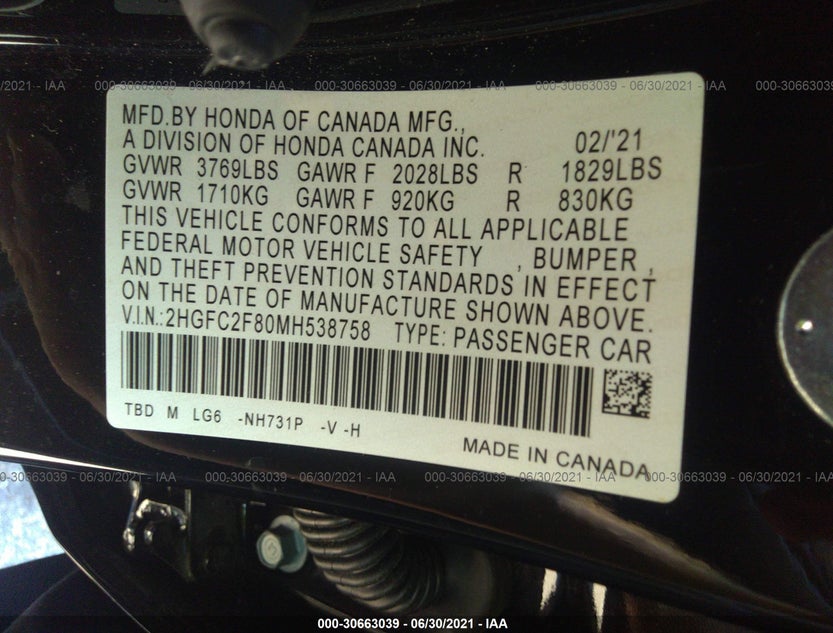 2HGFC2F80MH538758