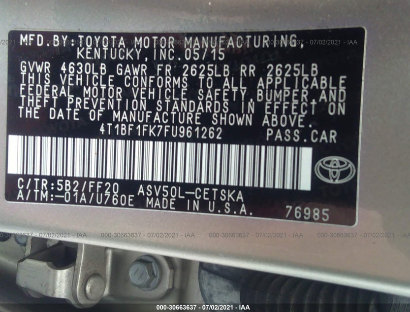 4T1BF1FK7FU961262