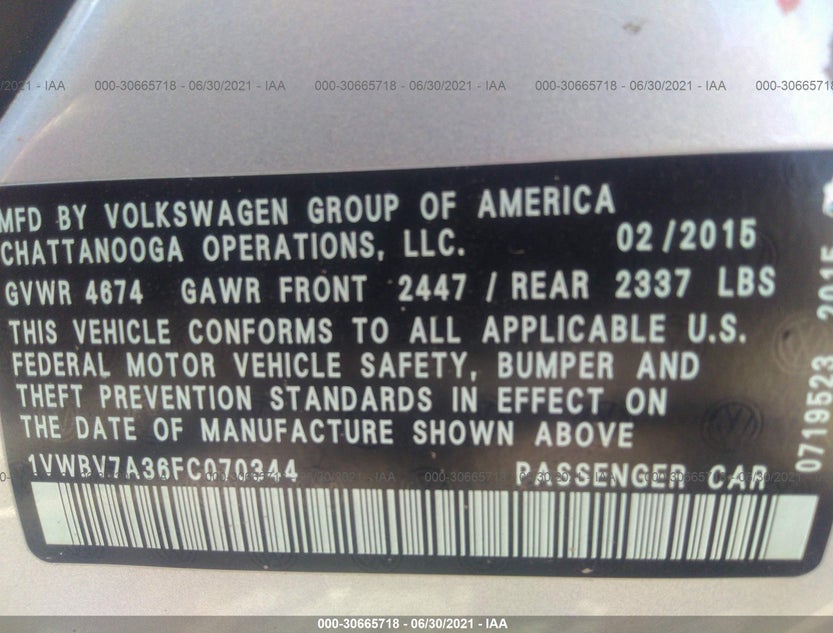1VWBV7A36FC070344
