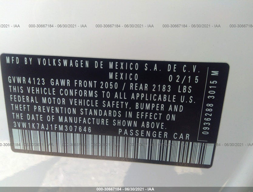 3VW1K7AJ1FM307646