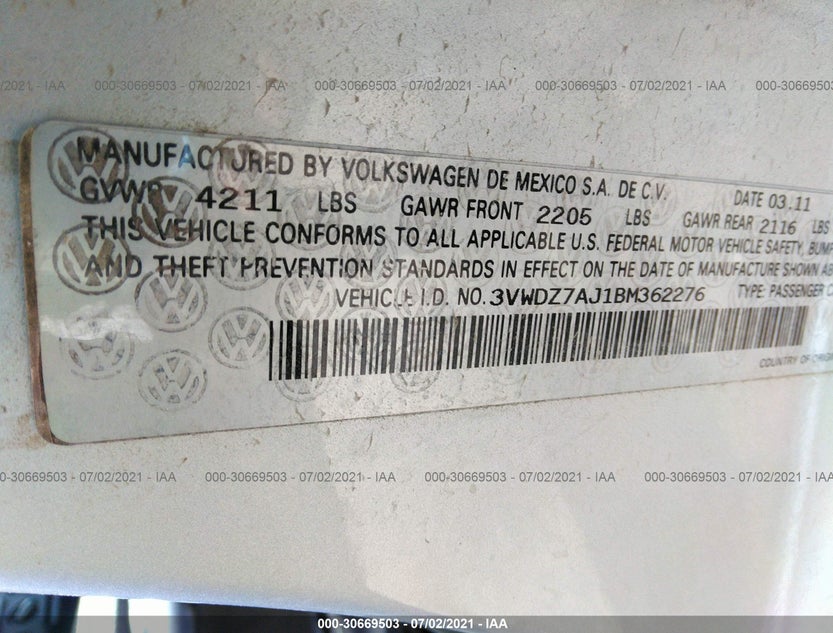 3VWDZ7AJ1BM362276