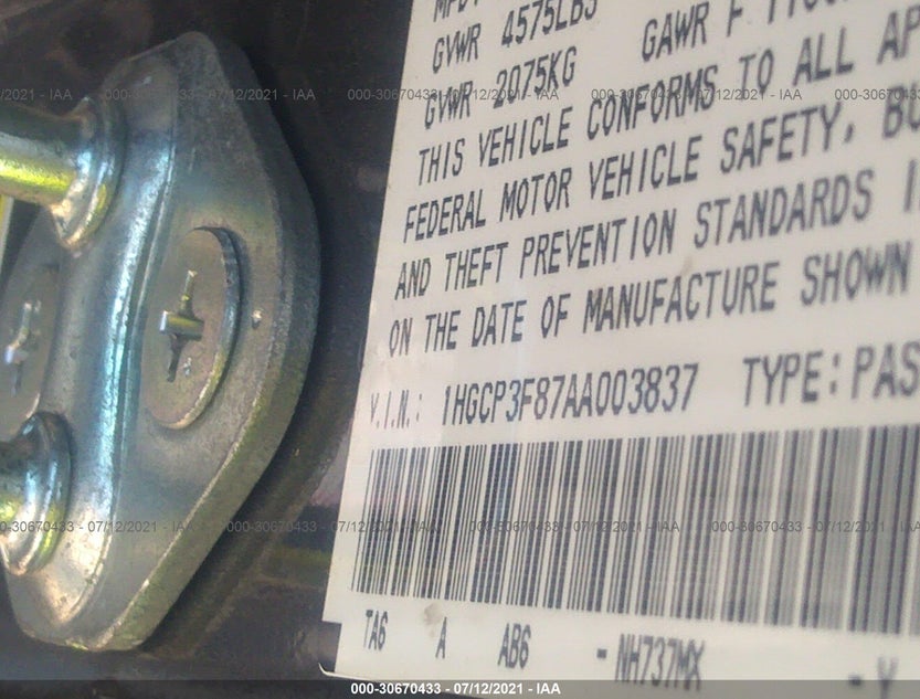 1HGCP3F87AA003837