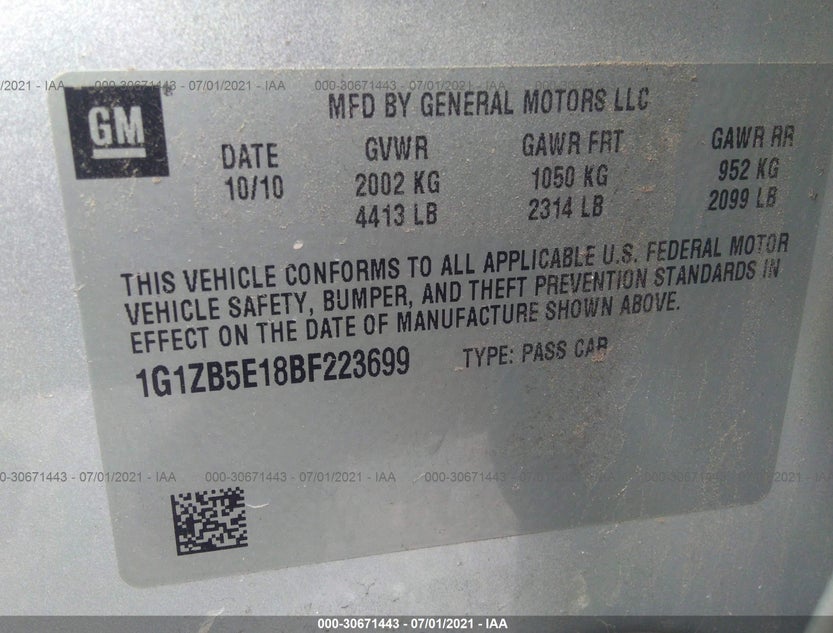 1G1ZB5E18BF223699