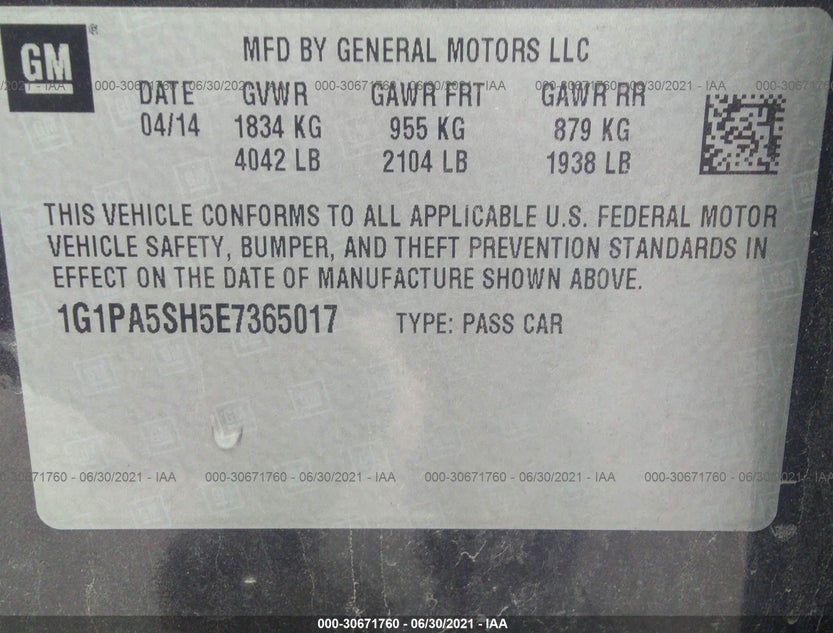 1G1PA5SH5E7365017