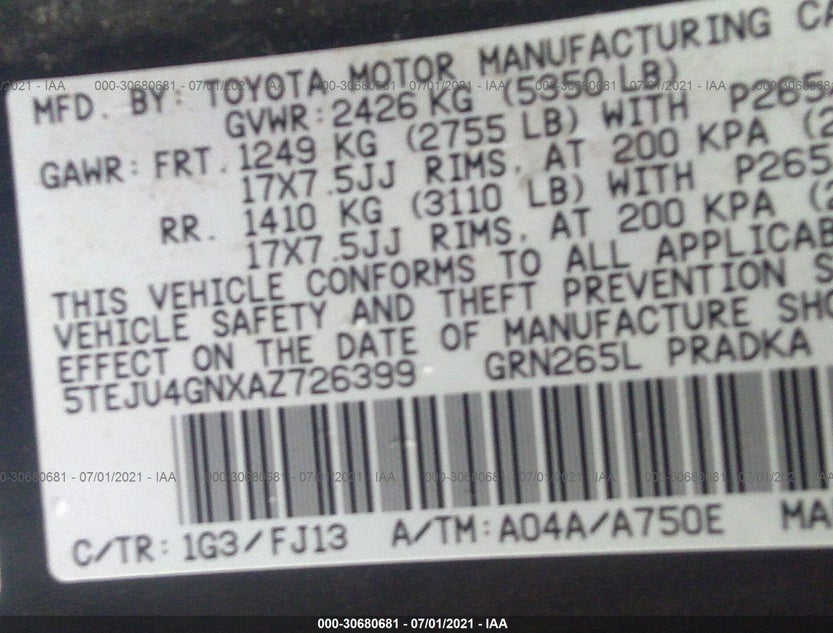 5TEJU4GNXAZ726399