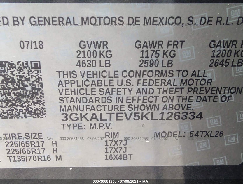 3GKALTEV5KL126334