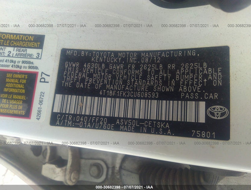 4T1BF1FK3CU608593