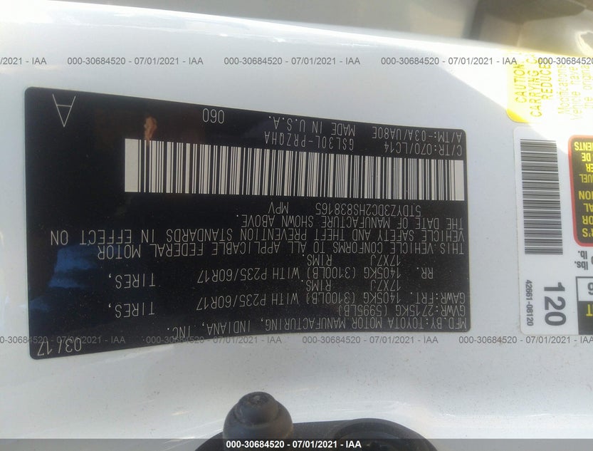 5TDYZ3DC2HS838165