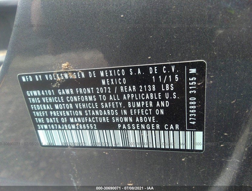 3VW167AJ9GM286552