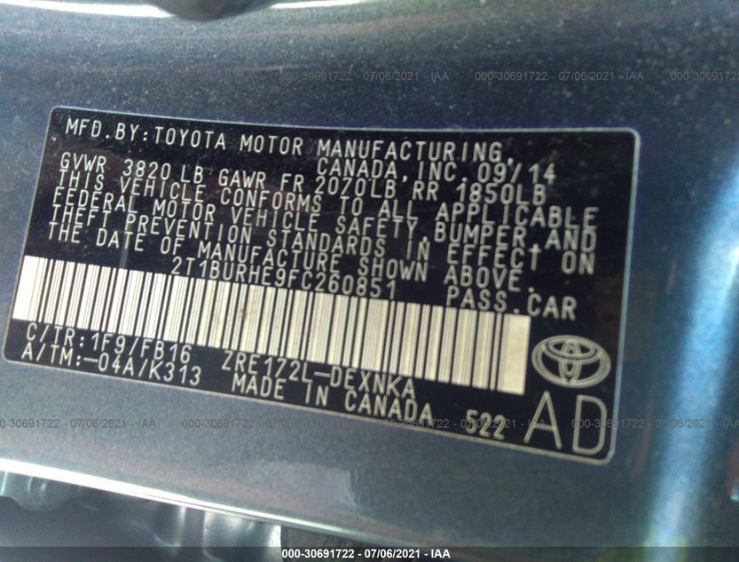 2T1BURHE9FC260851