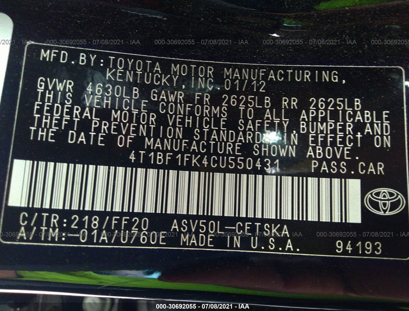 4T1BF1FK4CU550431