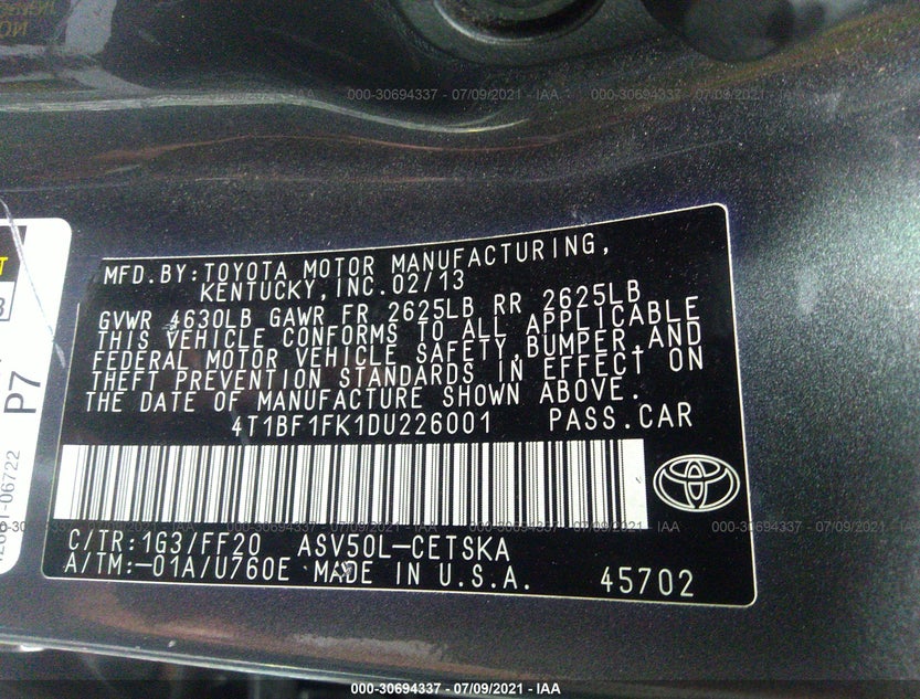 4T1BF1FK1DU226001