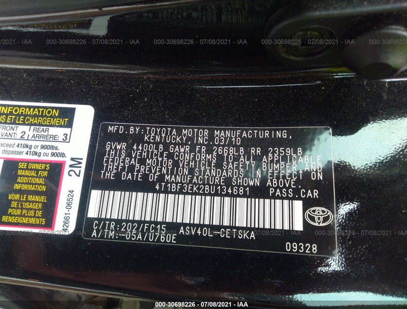 4T1BF3EK2BU134681