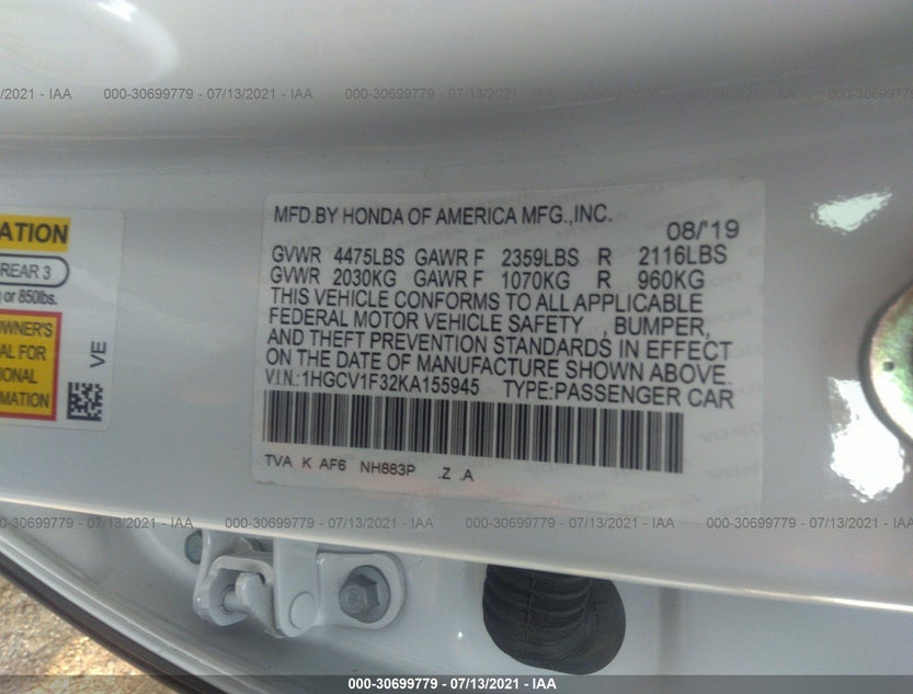 1HGCV1F32KA155945